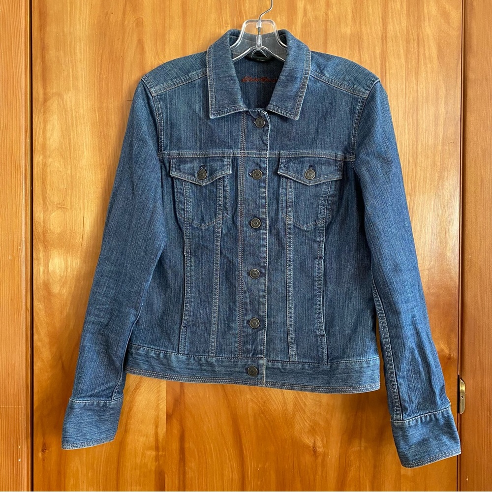 Eddie Bauer Women’s Stretch Blue Denim Jacket Specially Dyed Size Small